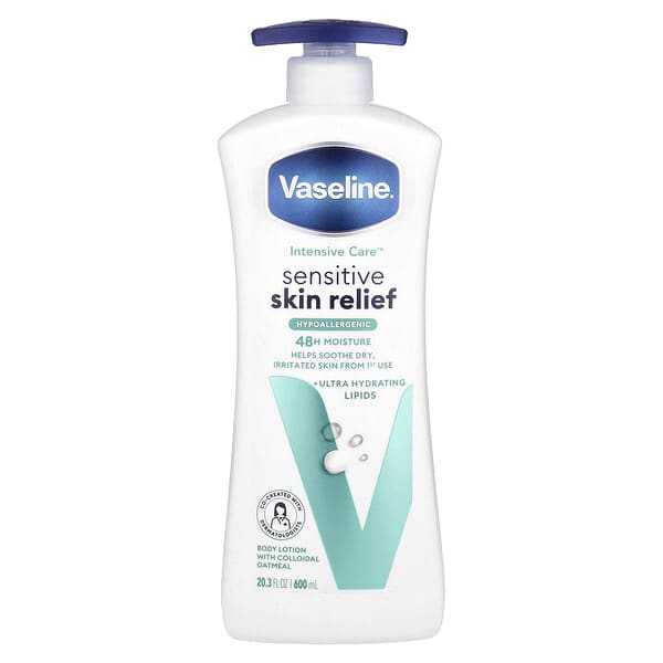 Vaseline, Intensive Care™, 민감성 피부 완화 바디 로션, 무향, 600ml(20.3fl oz)