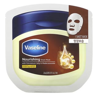 Vaseline, Masque en tissu de beauté nourrissant à la vaseline et au madécassoside, 1 masque en tissu, 23 ml