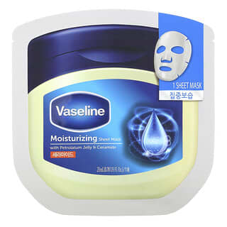 Vaseline, Masque de beauté hydratant en tissu à la gelée de pétrolatum et aux céramides, 1 masque en tissu, 23 ml