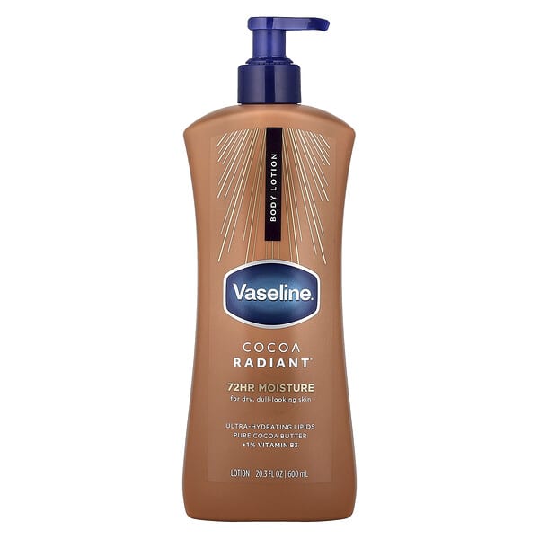 Vaseline, Cocoa Radiant®, 바디 로션, 건조하고 칙칙해 보이는 피부용, 600ml(20.3fl oz)