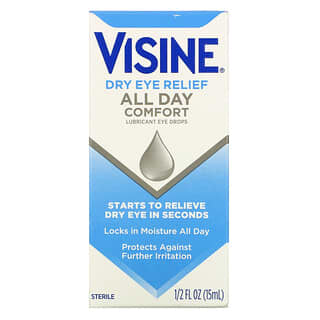 Visine, Alivio para los ojos secos, Gotas lubricantes para los ojos, Comodidad durante todo el día, 15 ml (1/2 oz. Líq.)