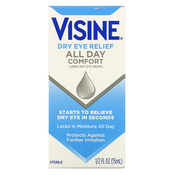 Visine (فيزين)‏, لراحة العين الجافة، راحة طوال اليوم، قطرة مزلقة للعين، 1/2 أونصة سائلة (15 مل)