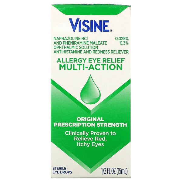Visine (فيزين)‏, مسكن لحساسية العين، قطرات متعددة المفعول للعين، 1/2 أونصة سائلة (15 مل)