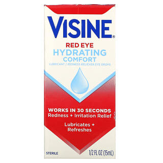 Visine, Confort d'hydratation pour les yeux rouges, Gouttes pour les yeux lubrifiantes/antirougeurs, 15 ml