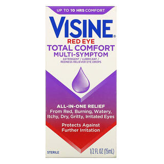 Visine, 红眼，完全舒适多症状眼方剂水，0.5 液量盎司（15 毫升）
