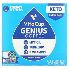 VitaCup, Genius Coffee, Medium Roast, 16 Cups, 0.42 oz (12 g) Each