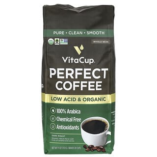VitaCup, Perfect Coffee, органический продукт с низким содержанием кислоты, цельные зерна, темная обжарка, 312 г (11 унций)