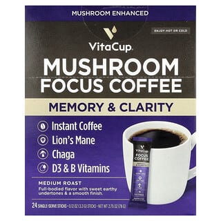 فيتا كاب‏, قهوة Focus سريعة التحضير ، تحميص متوسط ، 24 قطعة واحدة ، 0.12 أونصة (3.3 جم) لكل قطعة