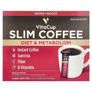 VitaCup, Café instantané, Mélange Slim, Torréfaction moyenne, 24 sticks à emporter, 3,7 g chacun