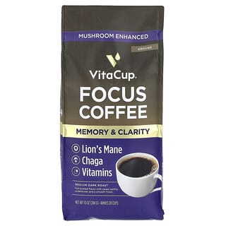 VitaCup, Focus Mushroom Coffee, Kaffee angereichert mit Pilzen für erhöhte Konzentration, gemahlen, mitteldunkle Röstung, 284 g (10 oz.)