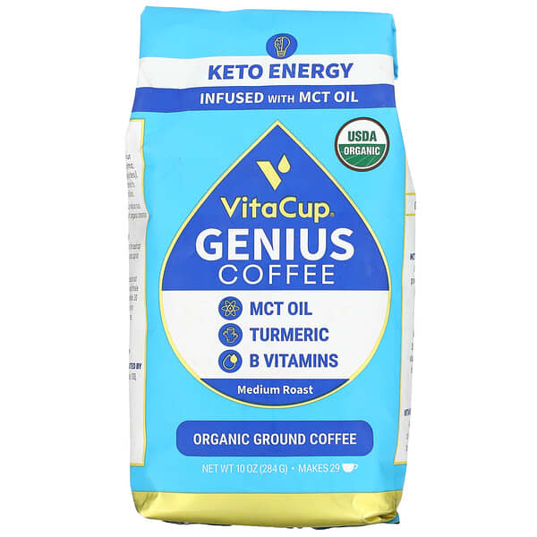 VitaCup, Organic, Genius Coffee, Ground, Medium Roast, 10 oz (284 g)