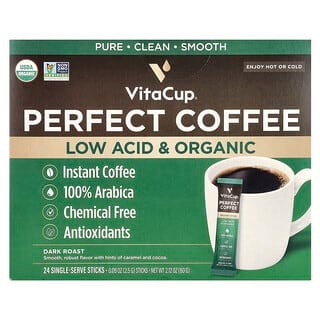 VitaCup, Perfect Instant Coffee, Dark Roast, 24 On-The-Go Sticks, 0.09 oz (2.5 g) Each