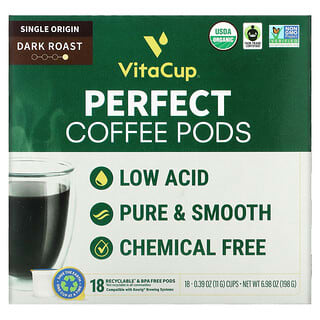 VitaCup, Perfect Coffee Pods, Dark Roast, 18 Cups, 0.39 oz (11 g) Each