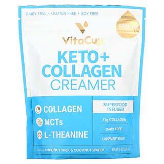VitaCup, Кето + коллагеновые сливки, ваниль, 284 г (10 унций)