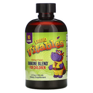 Vitables, 어린이용 액상 면역 강화 혼합물, 알코올 무함유, 오렌지 맛, 120ml(4fl oz)
