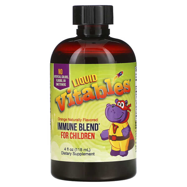 Vitables, 子ども用リキッドイミューンブレンド、アルコールフリー、オレンジ風味、120ml（4液量オンス）