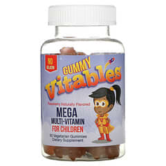 Vitables, 어린이용 구미젤리 메가 종합비타민, 젤라틴 무함유, 라즈베리 맛, 베지 구미젤리 60개