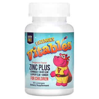 Vitables, Zinc Plus, добавка с цинком для детей, со вкусом мандарина, 90 пастилок