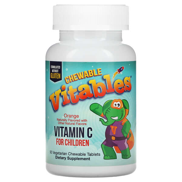 Vitables, 子ども用ビタミンCチュアブル、オレンジ風味、植物性タブレット90粒