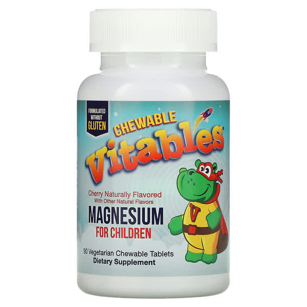 Vitables, 子ども用マグネシウムチュアブル、砂糖不使用、チェリー、植物性タブレット90粒