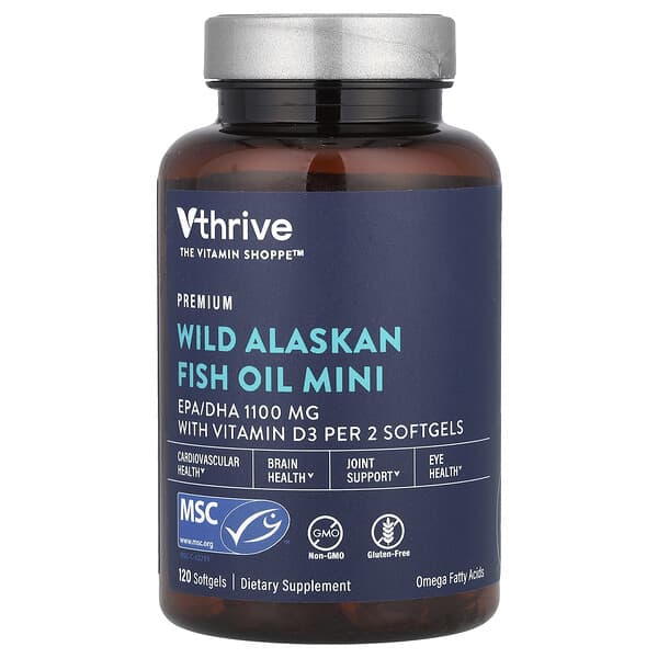 Vthrive, 迷你阿拉斯加野生魚油，120 粒軟凝膠