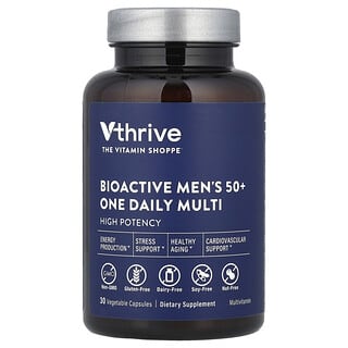 Vthrive, Bioactive, Multivitamine journalière pour hommes de 50 ans et plus, 30 capsules végétales