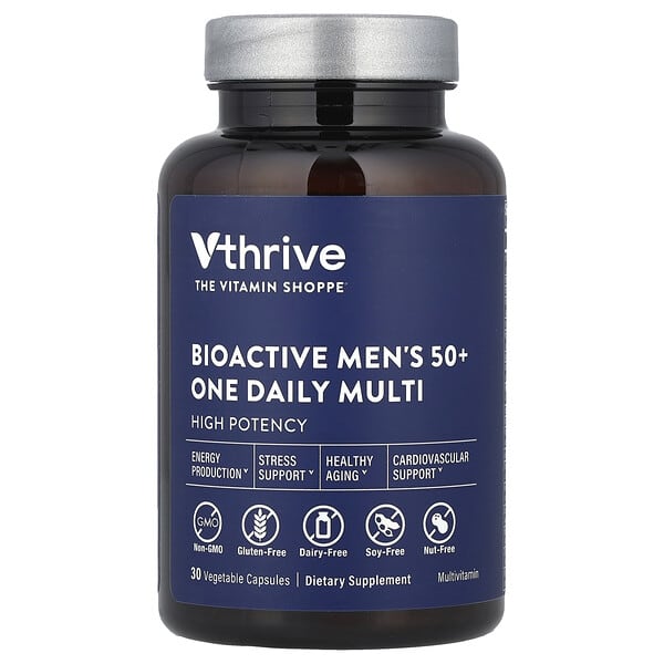 Vthrive Bioactive Men's 50+ One Daily Multi, 30 Vegetable Capsules