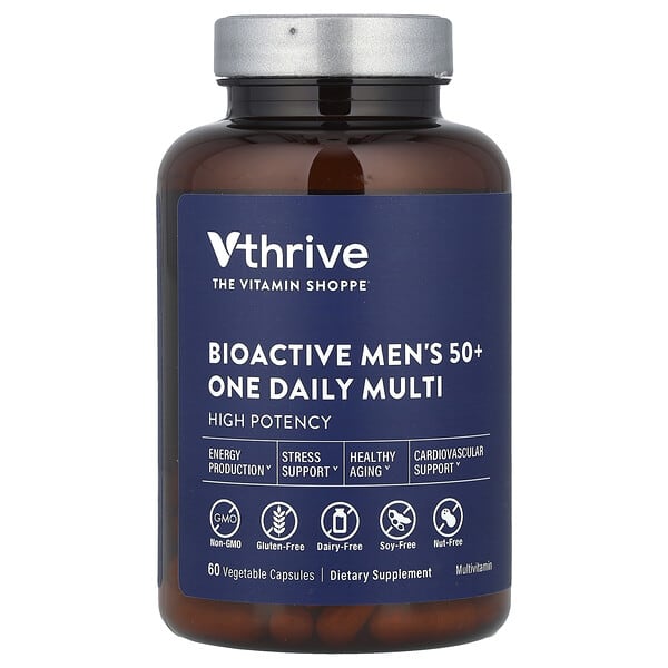 Vthrive Bioactive Men's 50+ One Daily Multi, 60 Vegetable Capsules