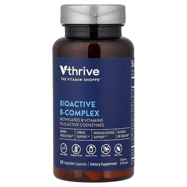 Vthrive, Биоактивный комплекс витаминов группы B, 60 растительных капсул