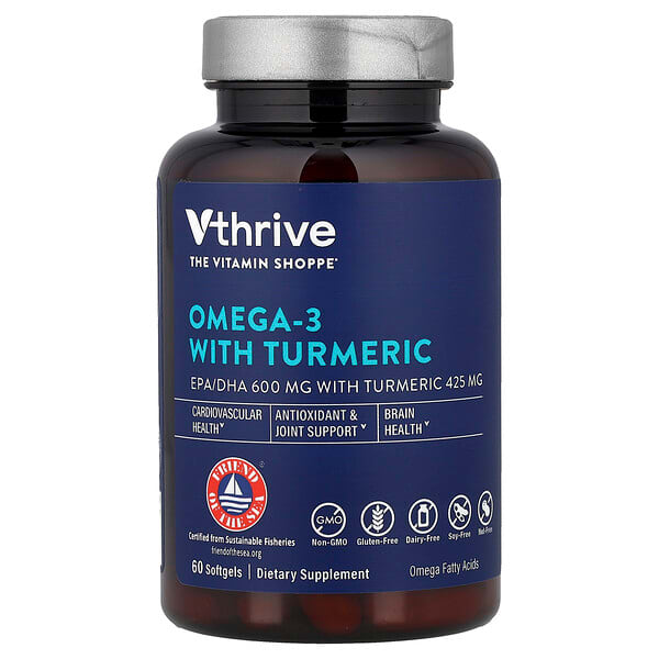 Vthrive‏, אומגה 3 עם כורכום, 60 כמוסות רכות