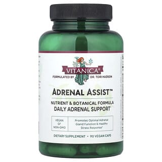 Vitanica‏, Adrenal Assist, תמיכה יומית ביותרת הכליה, 90 כמוסות טבעוניות