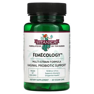 Vitanica, FemEcology, вагинальная пробиотическая поддержка, 10 млрд КОЕ, 30 веганских капсул