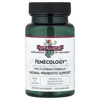 Vitanica, FemEcology, вагинальная пробиотическая поддержка, 10 млрд КОЕ, 30 веганских капсул