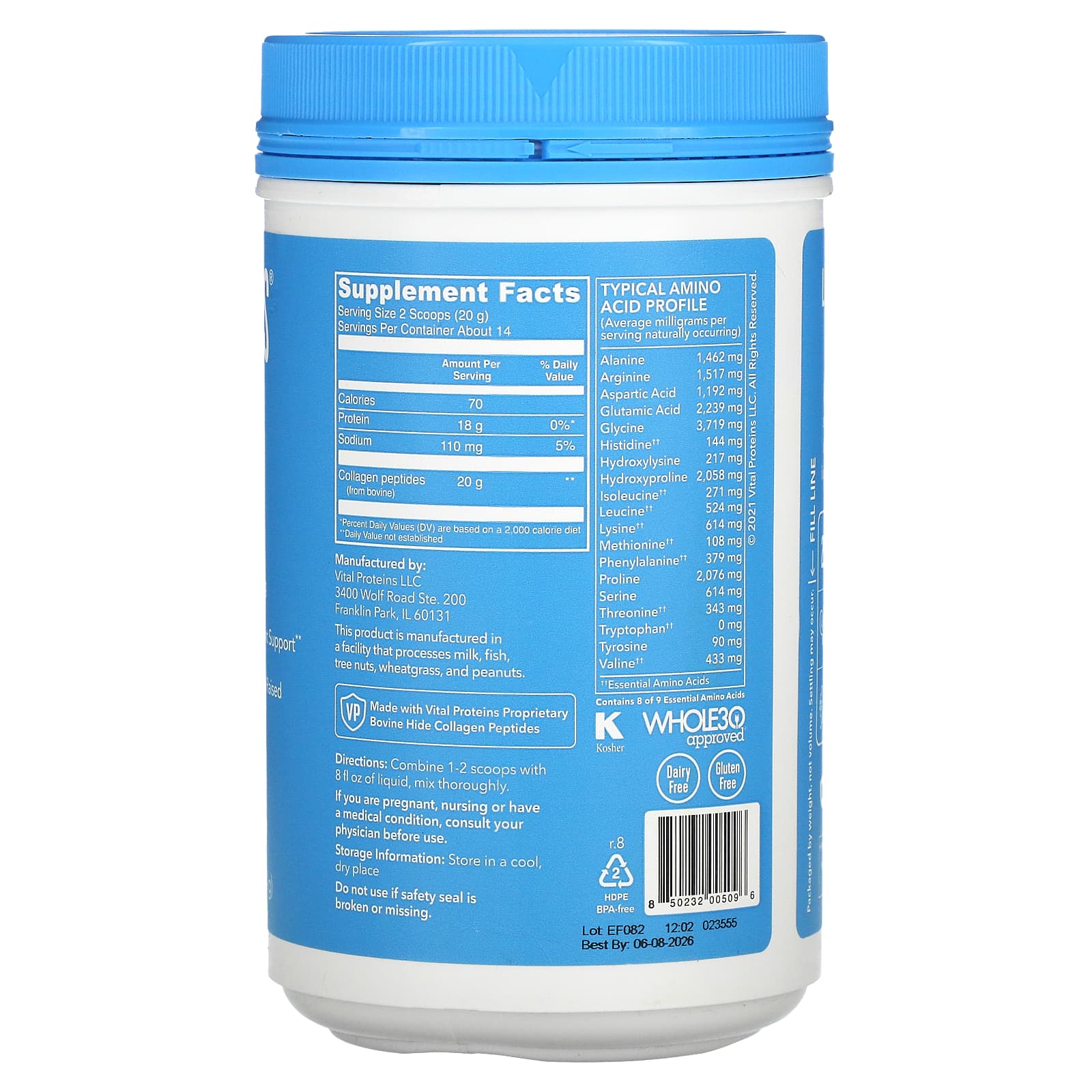 Vital Proteins, Collagen Peptides, Unflavored, 10 oz (284 g)