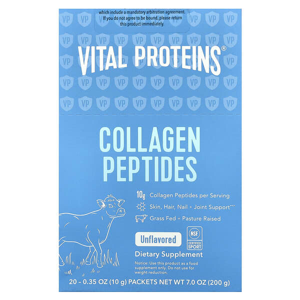 Collagen Peptides, Unflavored, 20 Packets, 0.35 oz (10 g) Each