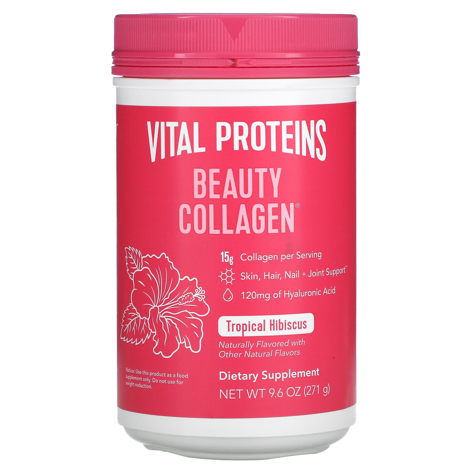 Vital Proteins, Beauty Collagen, Tropical Hibiscus, 9.6 oz (271 g)