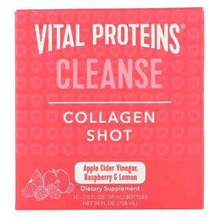 Vital Proteins, Collagen Shot, Cleanse, Apple Cider Vingar, Raspberry & Lemon, 12 bottles, 2 fl oz (59 ml) Each