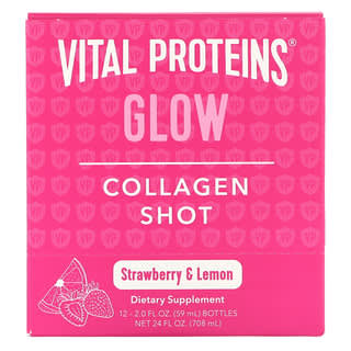 Vital Proteins, Collagen Shot, Glow, Strawberry & Lemon, 12 Bottles, 2 fl oz (59 ml) Each