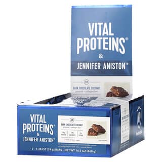Vital Proteins, Батончик с протеином и коллагеном, темный шоколад и кокос, 12 батончиков по 39 г (1,38 унции)