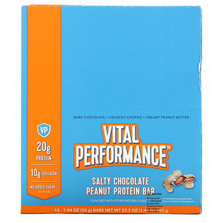 Vital Proteins, Vital Performance Protein Riegel, Salzige Schokoladen-Erdnuss, 12 Riegel, je 55 g (1,94 oz.)