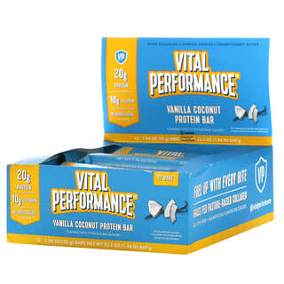 Vital Proteins, Vital Performance Protein Bar, Baunilha e Coco, 12 Barras, 55 g (1,94 oz) Cada