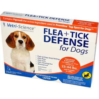Vetri-Science, Defensa contra pulgas + garrapatas para perros hasta 22 lbs (10 kg), 3 aplicaciones, 0,023 fl oz (0,68 ml) cada una
