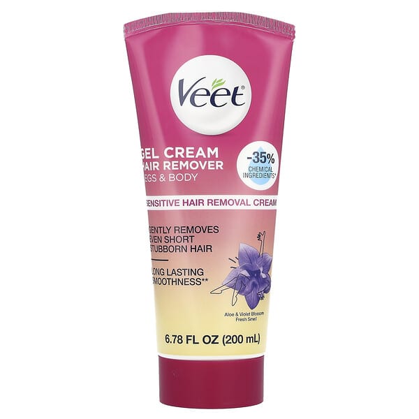 Veet, 민감성 젤 크림 헤어 리무버, 알로에 & 바이올렛 블라섬 프레시, 200ml(6.78fl oz)