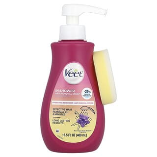 Veet, Crema depilatoria para la ducha, Aloe vera y flor de violeta`` 400 ml (13,5 oz. Líq.)