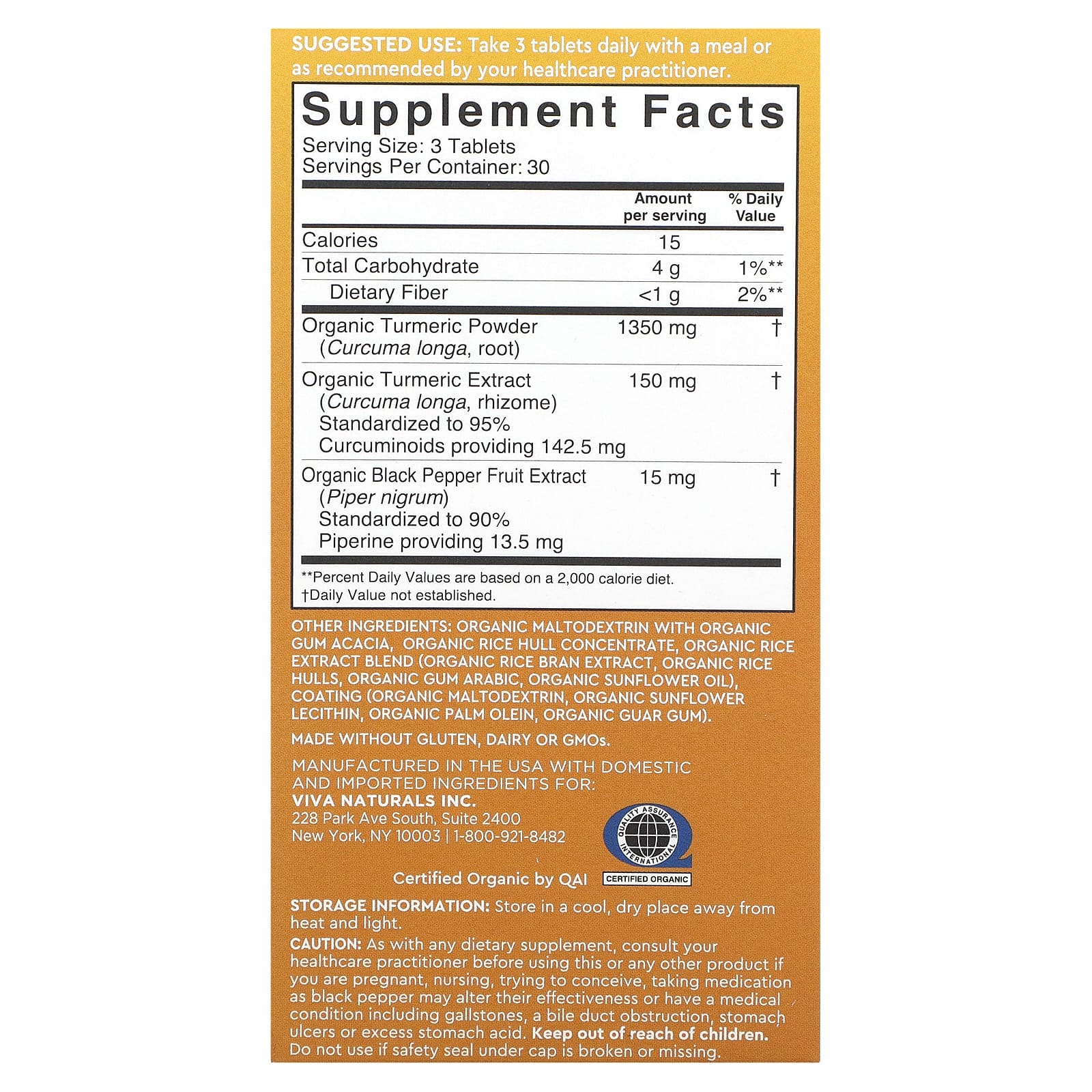 Viva Naturals, Organic Turmeric Curcumin with Black Pepper, 1,500 mg