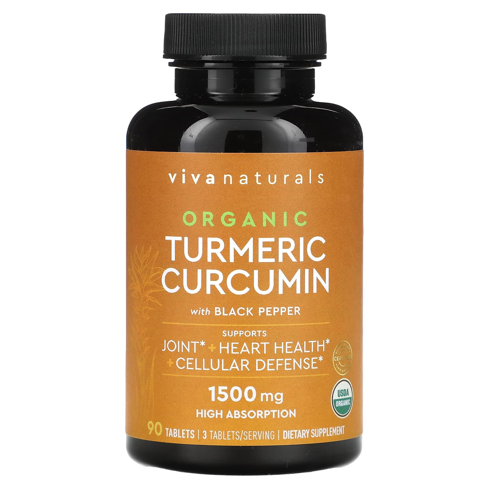 Viva Naturals, Organic Turmeric Curcumin with Black Pepper, 1,500 mg
