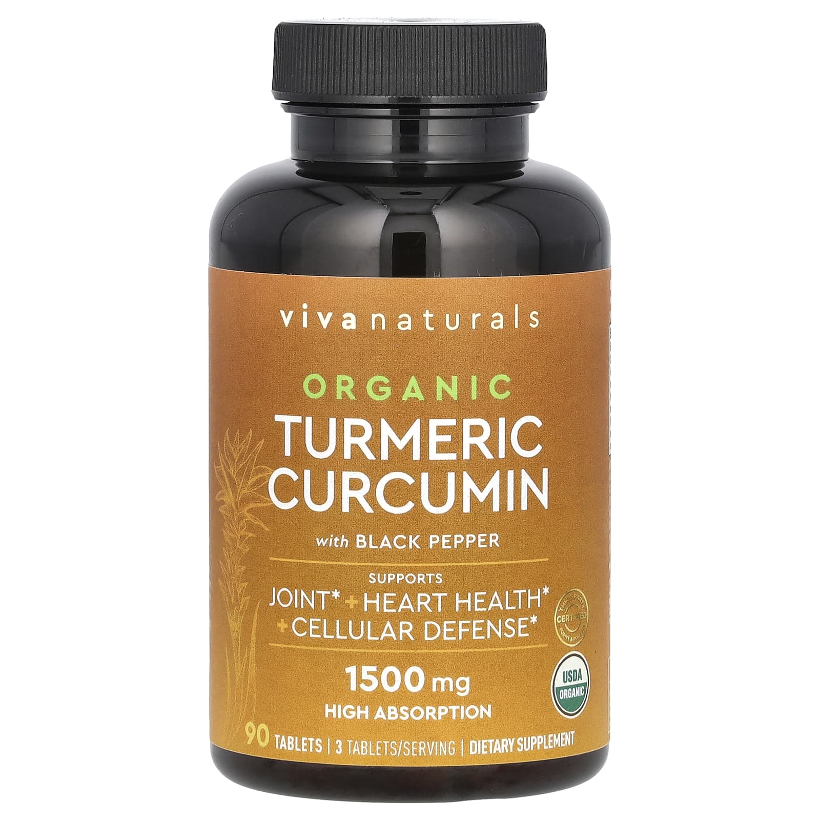 Viva Naturals, Organic Turmeric Curcumin with Black Pepper, 1,500 mg