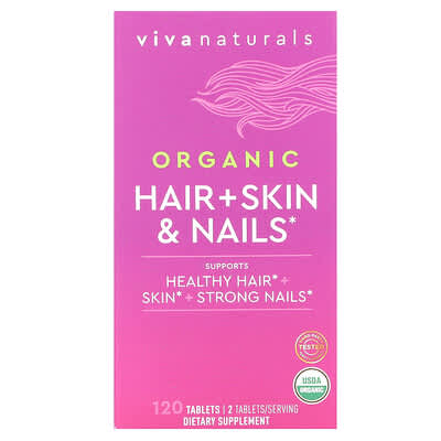 Viva Naturals, Organic Hair + Skin & Nails Formula, 120 Tablets