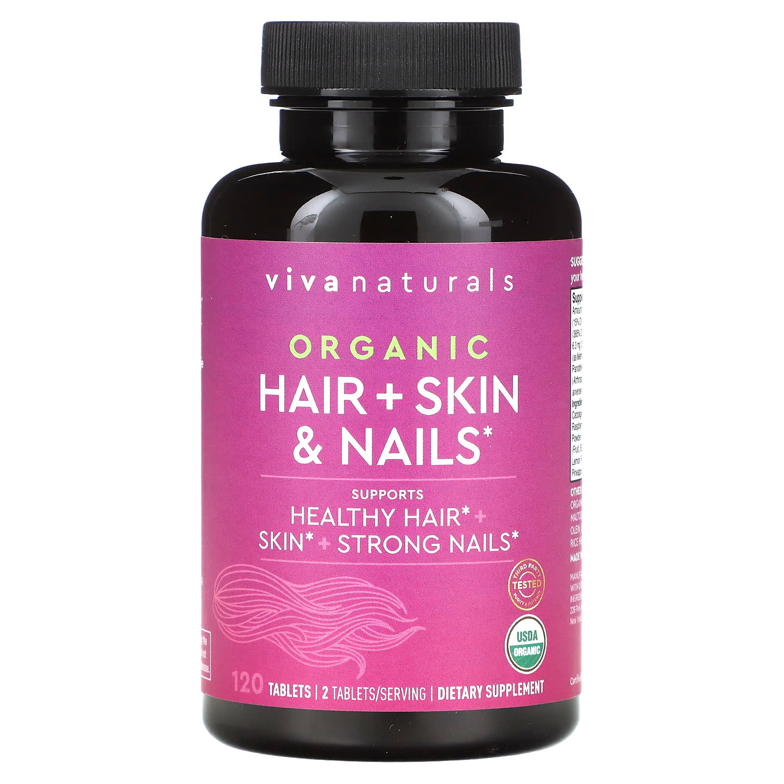 Viva Naturals, Organic Hair + Skin & Nails, 120 Tablets