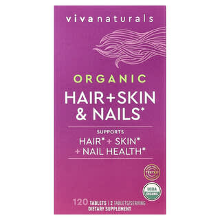 Viva Naturals, Органические волосы, кожа и ногти, 120 таблеток